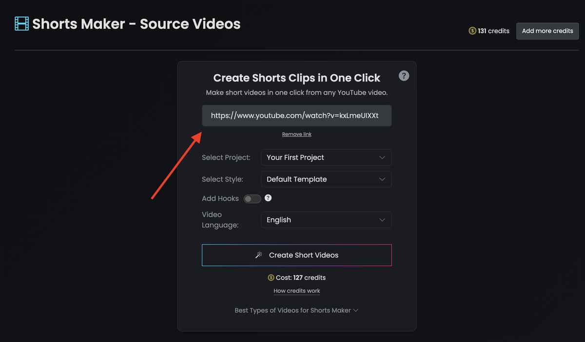 Shorts Maker Interface